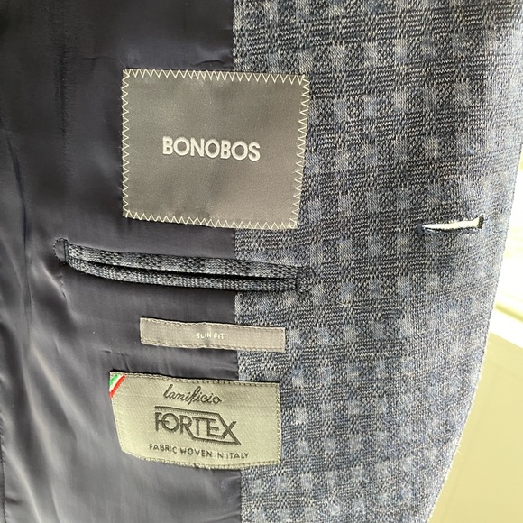 Bonobos Sport Coat by Lanificio Fortex in Italy. 38S in Classic Grey Plaid. NWOT - Picture 8 of 9